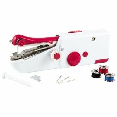 Máquina de costura portátil Corpo branco Saída DC 6V/1000mA Bateria