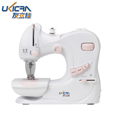 Mini Máquina de costura doméstica UFR-601 com 0-5 mm de comprimento de costura em cores branca e rosa